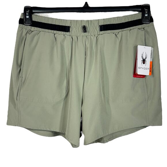 Spyder Large Active Shorts Pull-On Quick Dry Pockets Stretch Lightweight Green - Picture 1 of 11